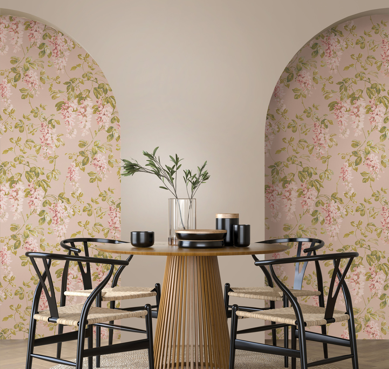 Панно Loymina Панорама Танец вистерий PNR5 002 3×1 фото в интерьере